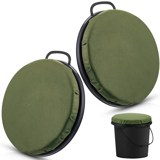 Sit N Spin Black Bucket Seat 5-Gallon Bucket Seat Lids, 360° Swivel, Green – 2 Pack