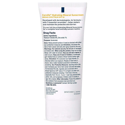 Cerave mineral sunscreen 100 % oil free travel size 2.5 oz