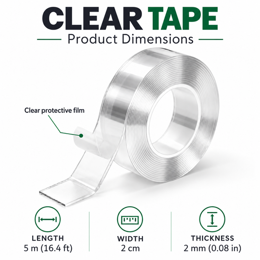 Nano Double-Sided Mounting Tape – Clear, Washable, 5 m