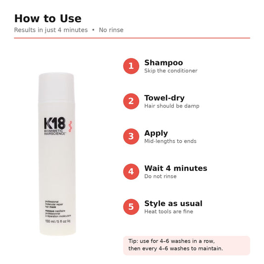 K18 Leave-In Molecular Repair Hair Mask – 150 ml / 5 fl oz