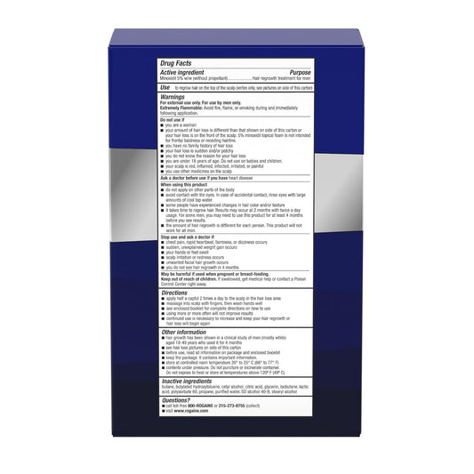 Rogaine mens 5% Minoxidil hair regrowth treatment unscented foam