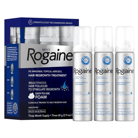 Rogaine mens 5% minoxidil hair regrowth treatment unscented foam