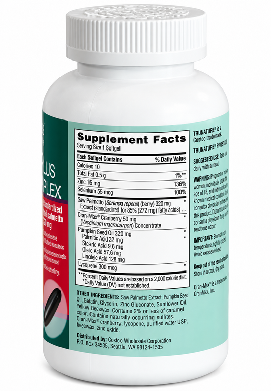 Trunature Prostate Plus Saw Palmetto Supplement, 250 Softgels