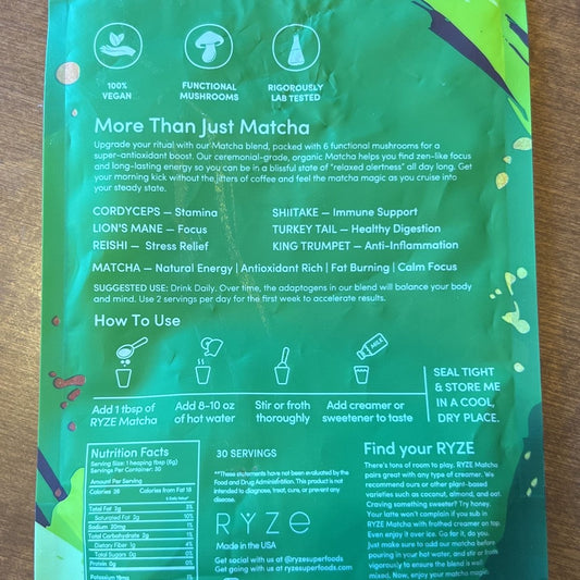 Mushroom Matcha by RYZE 60 servings - PHOTON