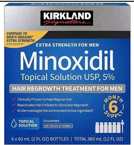 Kirkland Minoxidil 5% Extra Strength Men 6 Month Supply Hair Regrowth Solution