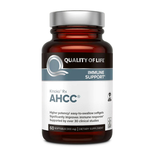 Quality of Life Premium Kinoko Platinum AHCC Herbal Supplement, 750mg of AHCC per Capsule, for Immune Support, Liver Function, Maintains Natural Killer Cell Activity, 1 Pack, 60 Veggie Capsules