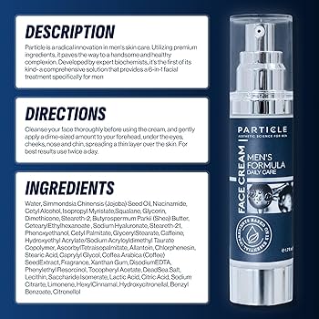 Particle Mens Face Cream - 6 in 1 Mens Anti Aging Face Moisturizer (1.7 oz) Eye Bags Treatment & Face Lotion for Men