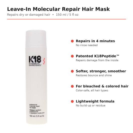 K18 Leave-In Molecular Repair Hair Mask – 150 ml / 5 fl oz