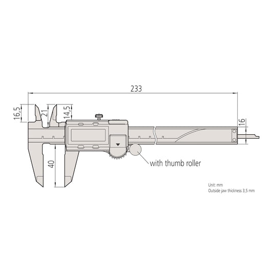 Mitutoyo 500-196-30 Advanced Onsite Sensor (AOS) Absolute Scale Digital Caliper, 0 to 6"/0 to 150mm Measuring Range, 0.0005"/0.01mm Resolution LCD display