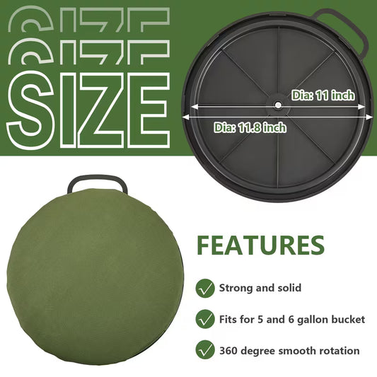 Sit N Spin Black Bucket Seat 5-Gallon Bucket Seat Lids, 360° Swivel, Green – 2 Pack