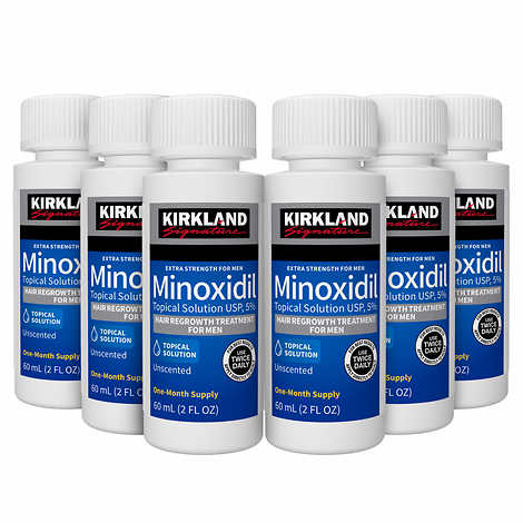 Kirkland Signature Hair Regrowth Treatment Extra Strength for Men, 5% Minoxidil Topical Solution, 2 fl. oz 6 pack (6 Months Supply)